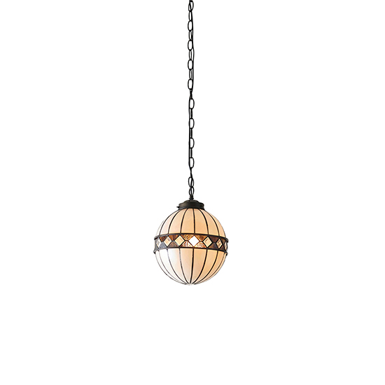 Flint Small Tiffany Glass Ceiling Pendant Light In Dark Bronze