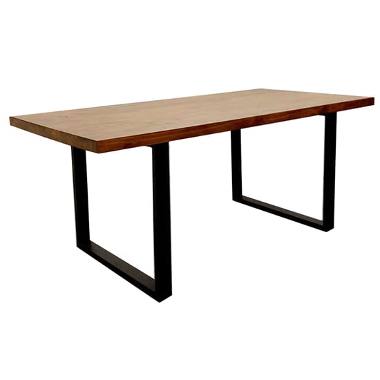 Product photograph of Flint Solid Dark Pine Wood Dining Table With Matt Black Legs from Furniture in Fashion