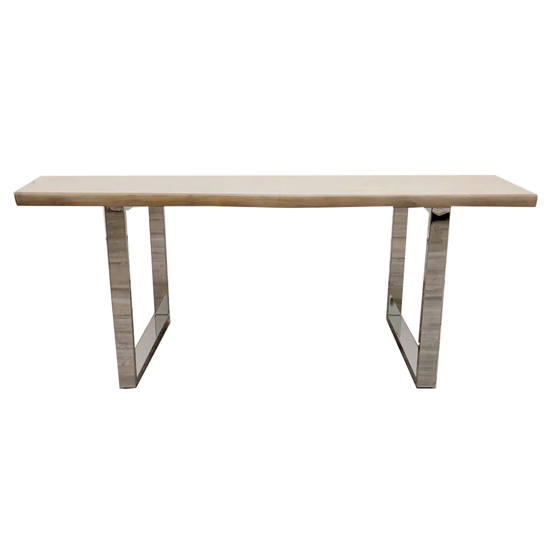 Flint Solid Light Pine Wood Dining Table With Chrome Legs Furniture