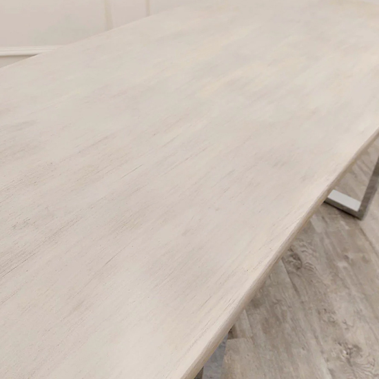 Flint Solid Light Pine Wood Dining Table With Chrome Legs