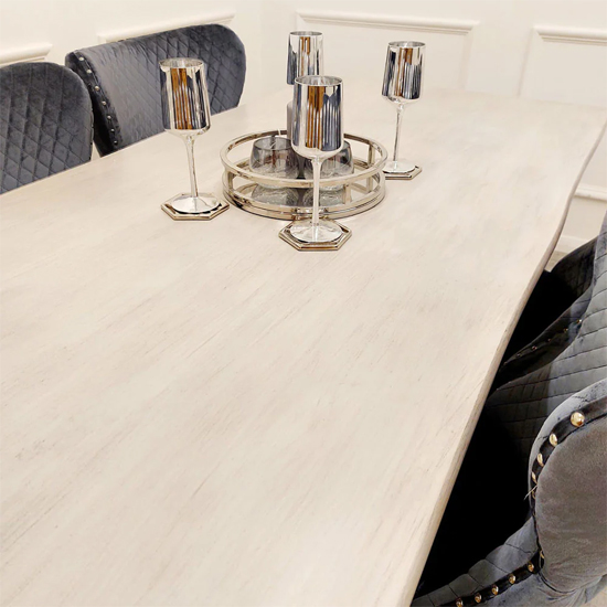 Flint Solid Light Pine Wood Dining Table With Chrome Legs