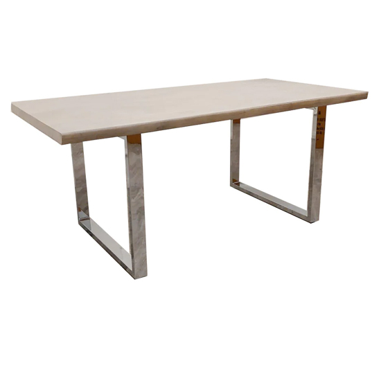 Photo of Flint solid light pine wood dining table with chrome legs