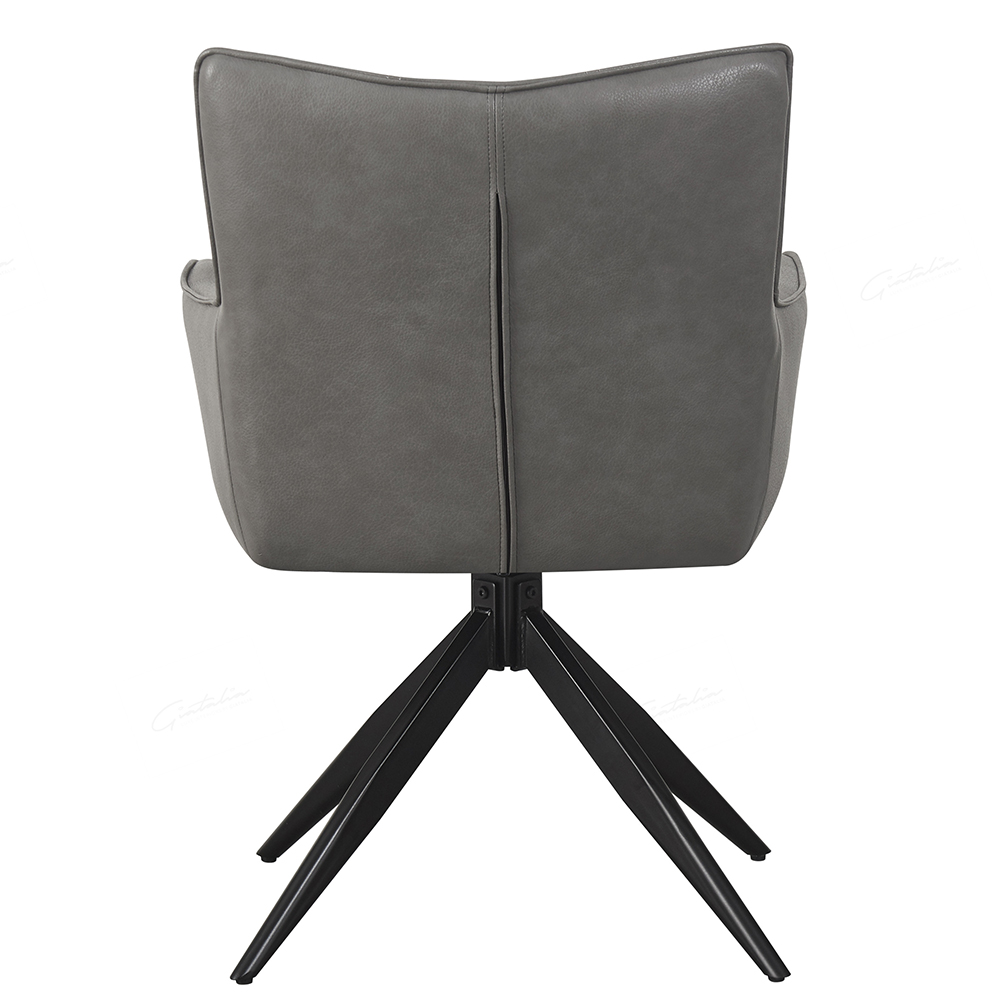 Flint Storm Grey PU Leather Dining Chairs With Black Legs In Pair