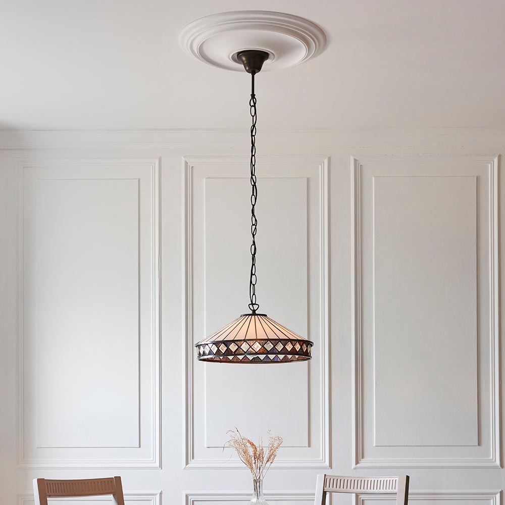 Flint Small Tiffany Glass Pendant Light in Multicolour