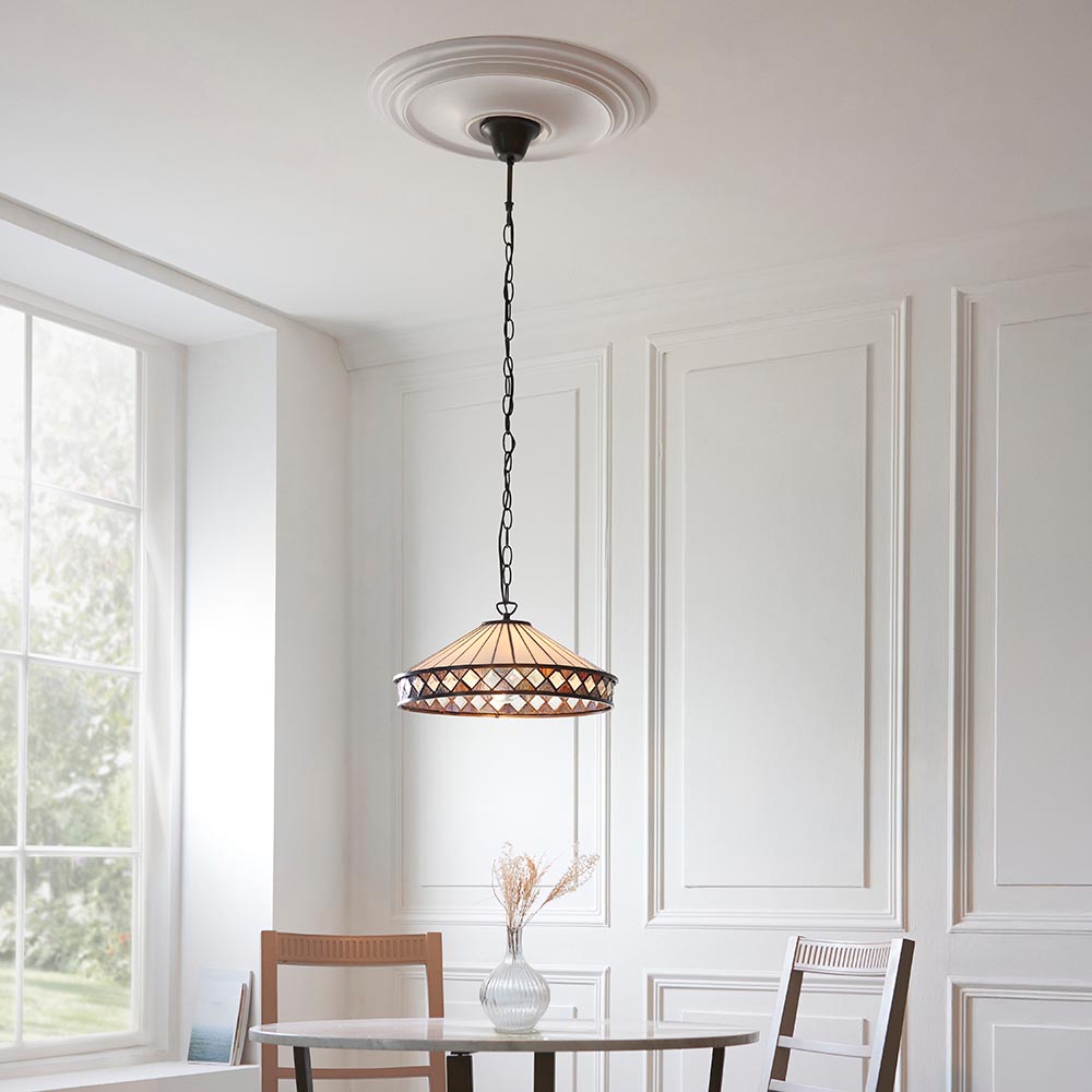 Flint Small Tiffany Glass Pendant Light in Multicolour