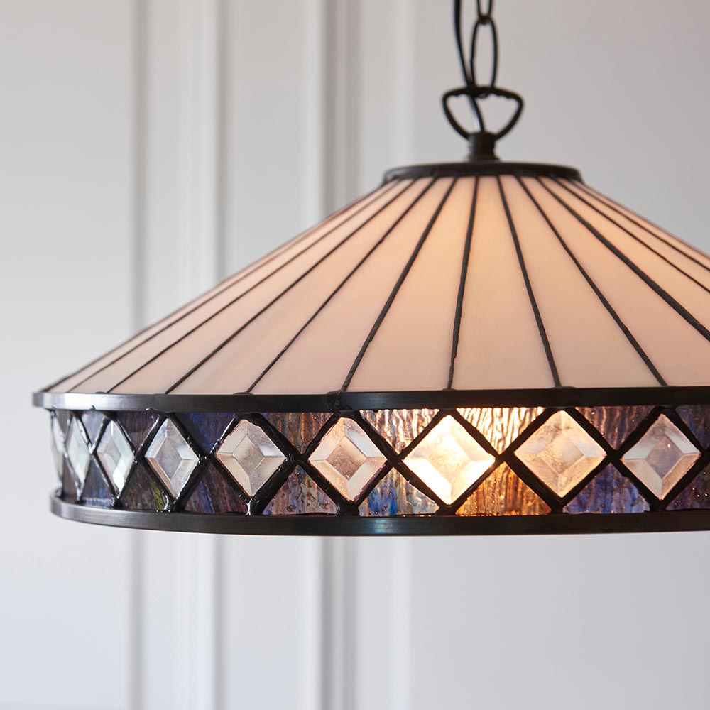 Flint Small Tiffany Glass Pendant Light in Multicolour