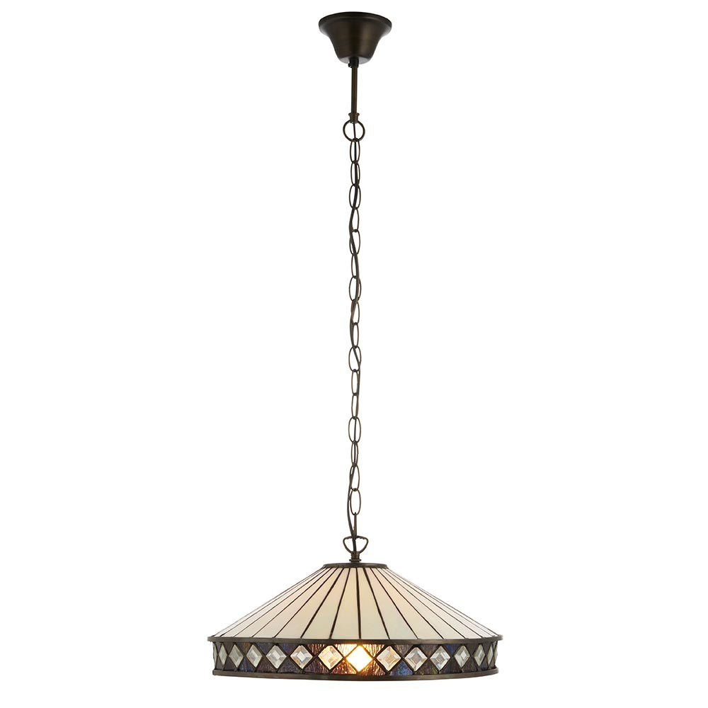 Flint Small Tiffany Glass Pendant Light in Multicolour
