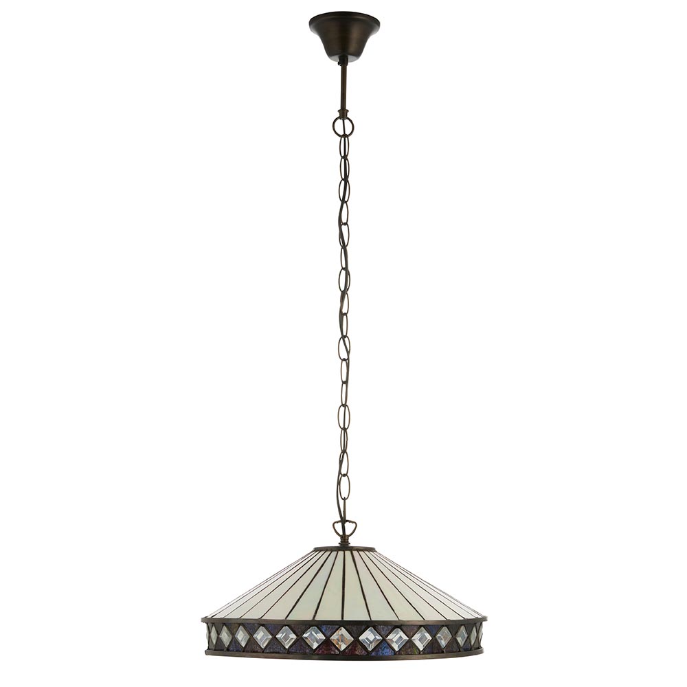 Flint Small Tiffany Glass Pendant Light in Multicolour