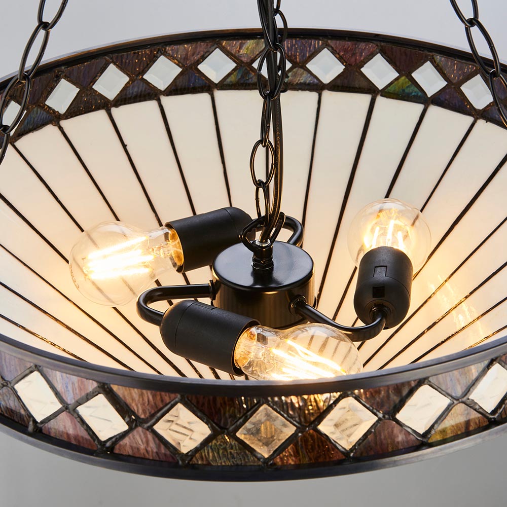 Flint Large Tiffany Glass Inverted Pendant Light In Multicolour