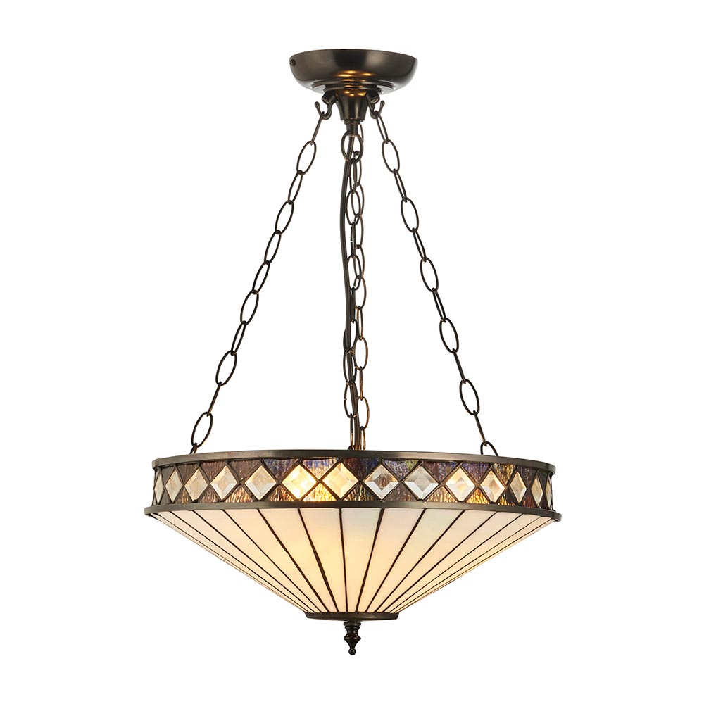 Flint Small Tiffany Glass Inverted Pendant Light In Multicolour