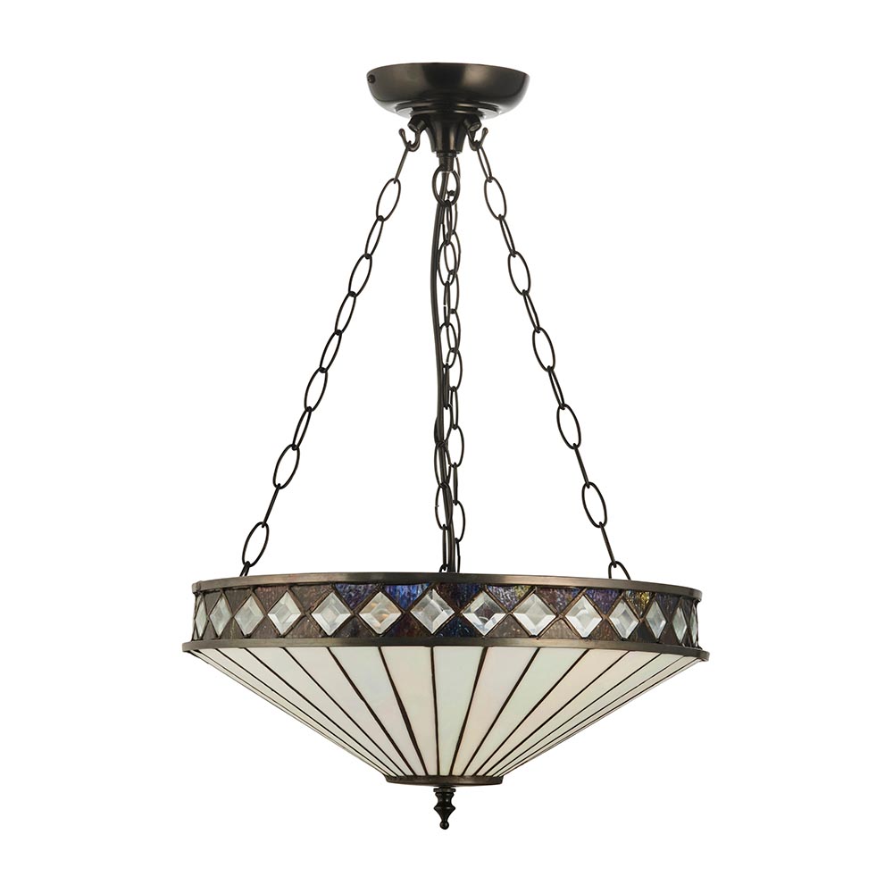 Flint Small Tiffany Glass Inverted Pendant Light In Multicolour