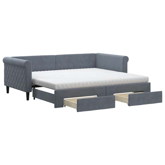 Flint Velvet Daybed With Trundle And Drawers In Dark Grey