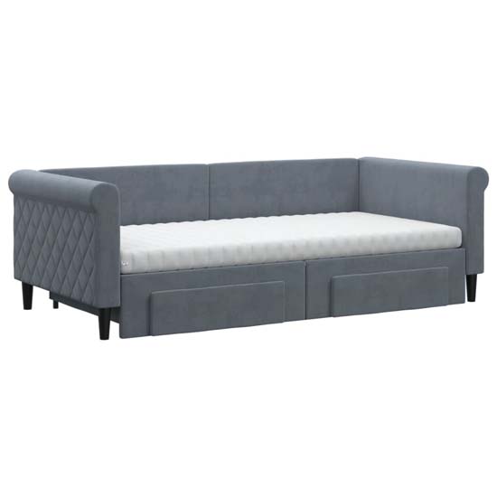Flint Velvet Daybed With Trundle And Drawers In Dark Grey