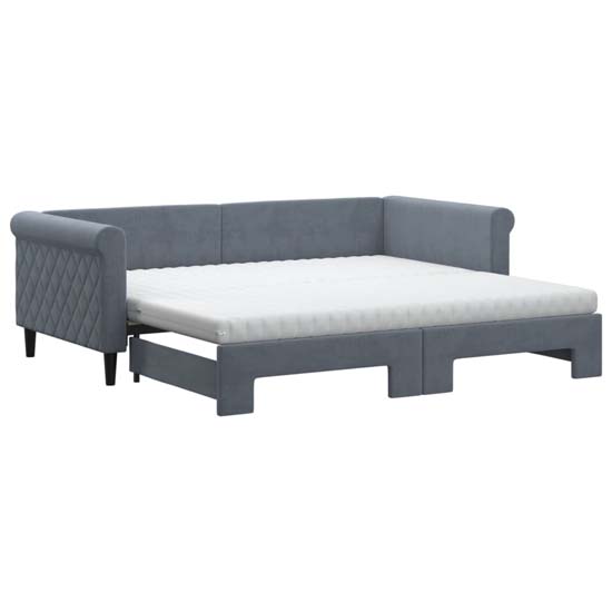 Flint Velvet Daybed With Trundle And Mattresses In Dark Grey