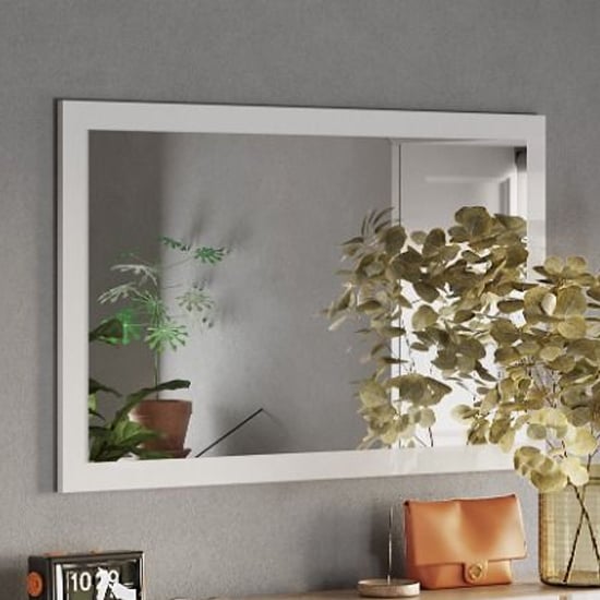 Product photograph of Flint Wall Mirror With White High Gloss Wooden Frame from Furniture in Fashion