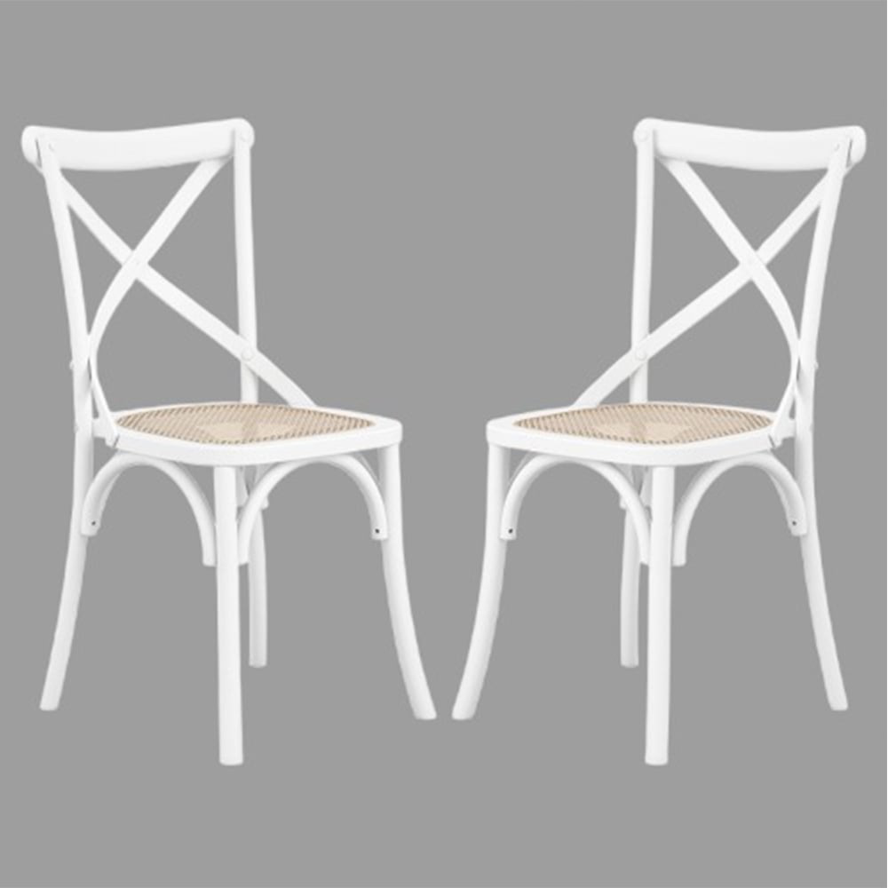 Read more about Flint white wooden dining chairs in pair