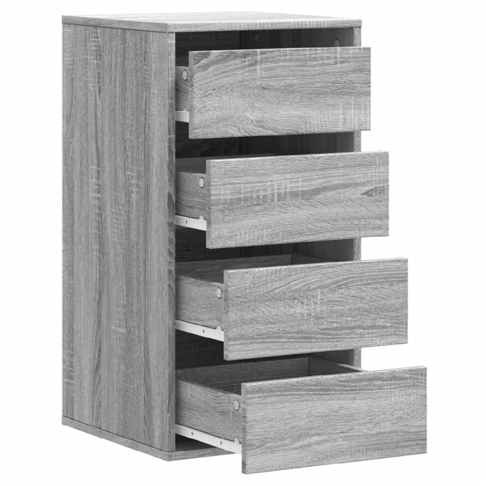 Flint Wooden Chest Of 4 Drawers In Grey Sonoma
