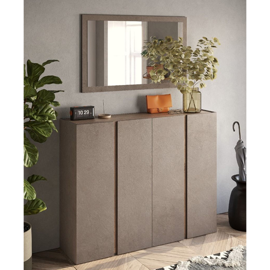 Flint Wooden Shoe Cabinet With Mirror In Bronze And Mercury Oak thumbnail