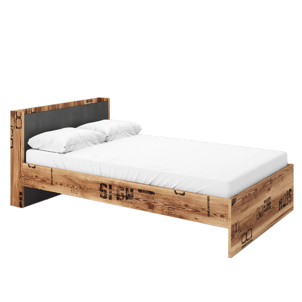 Flint Wooden Single Bed In Raw Steel