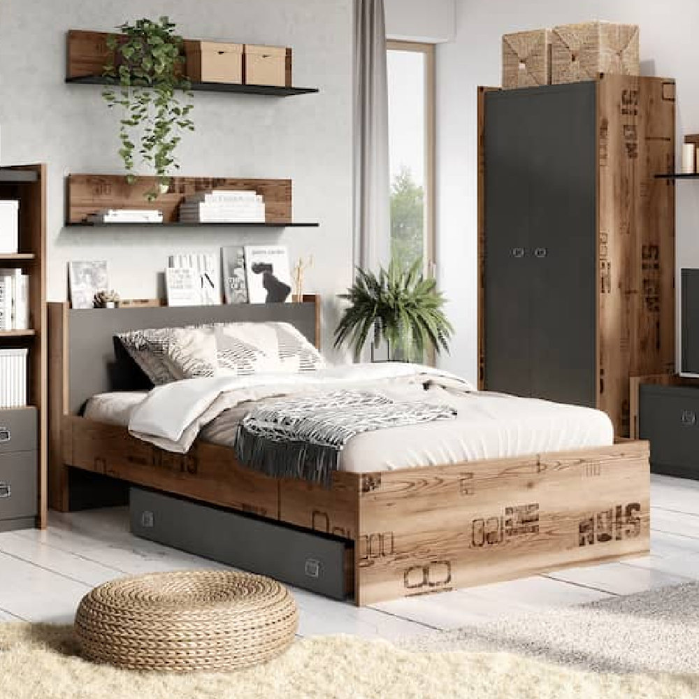 Read more about Flint wooden small double bed in raw steel