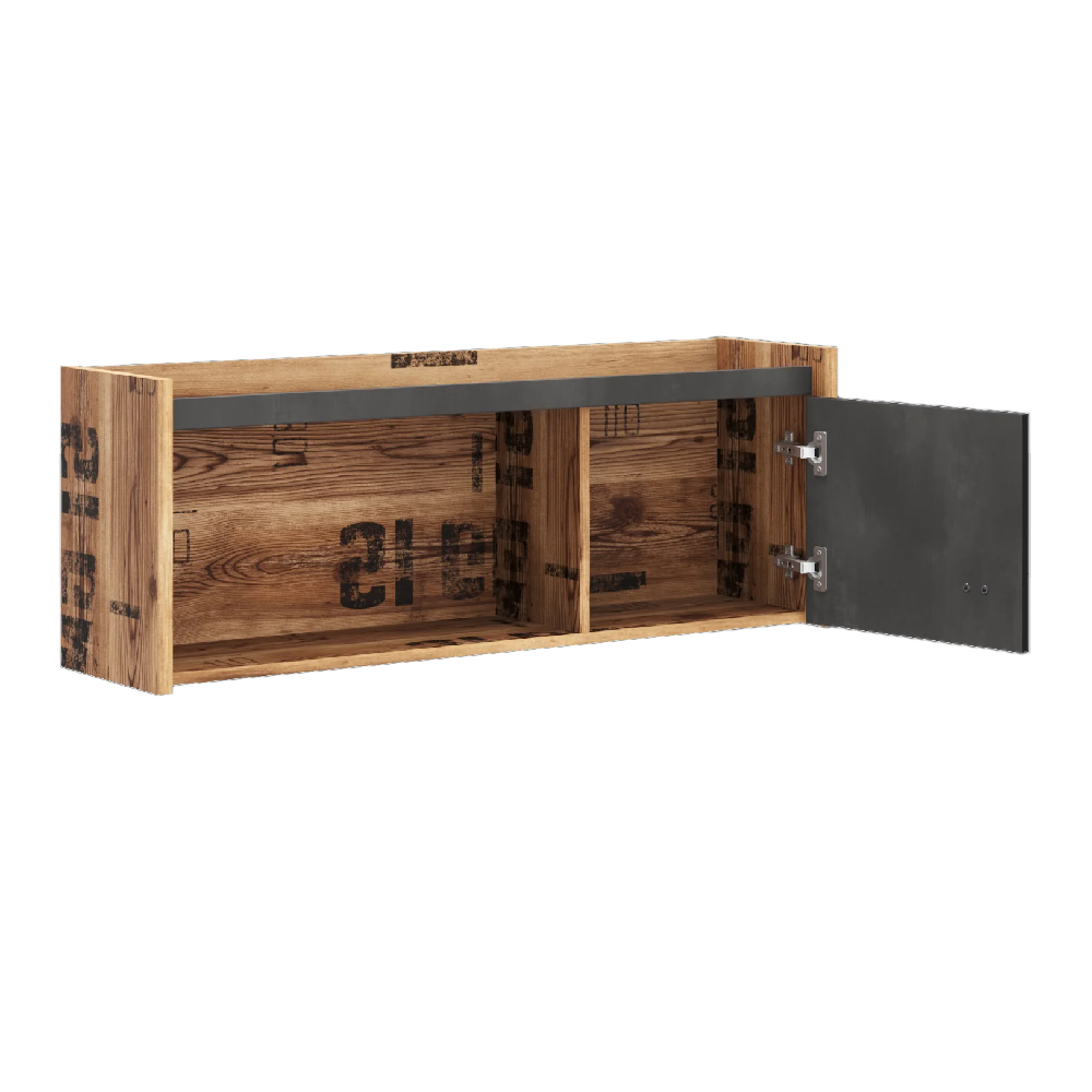 Flint Wooden Wall Hanging Cabinet With 1 Door In Raw Steel
