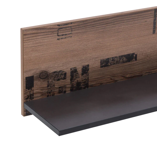 Flint Wooden Wall Shelf In Raw Steel Concrete Effect