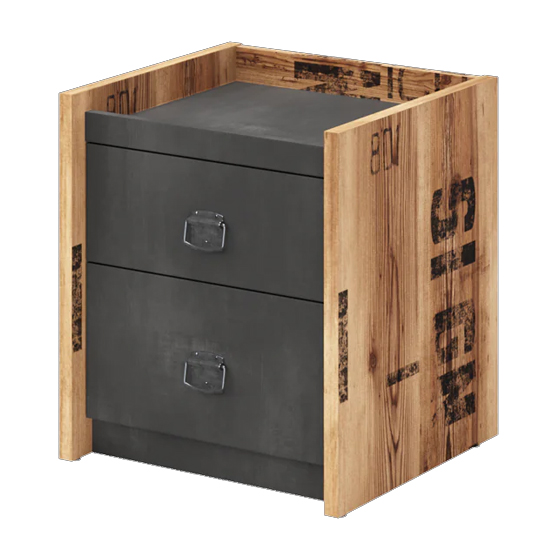 Read more about Flint woooden bedside cabinet in raw steel concrete effect
