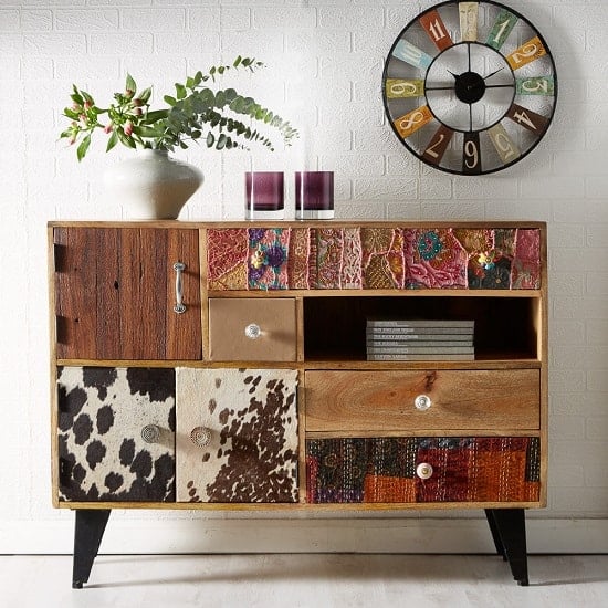 Photo of Flocons wooden sideboard in reclaimed wood with 4 drawers