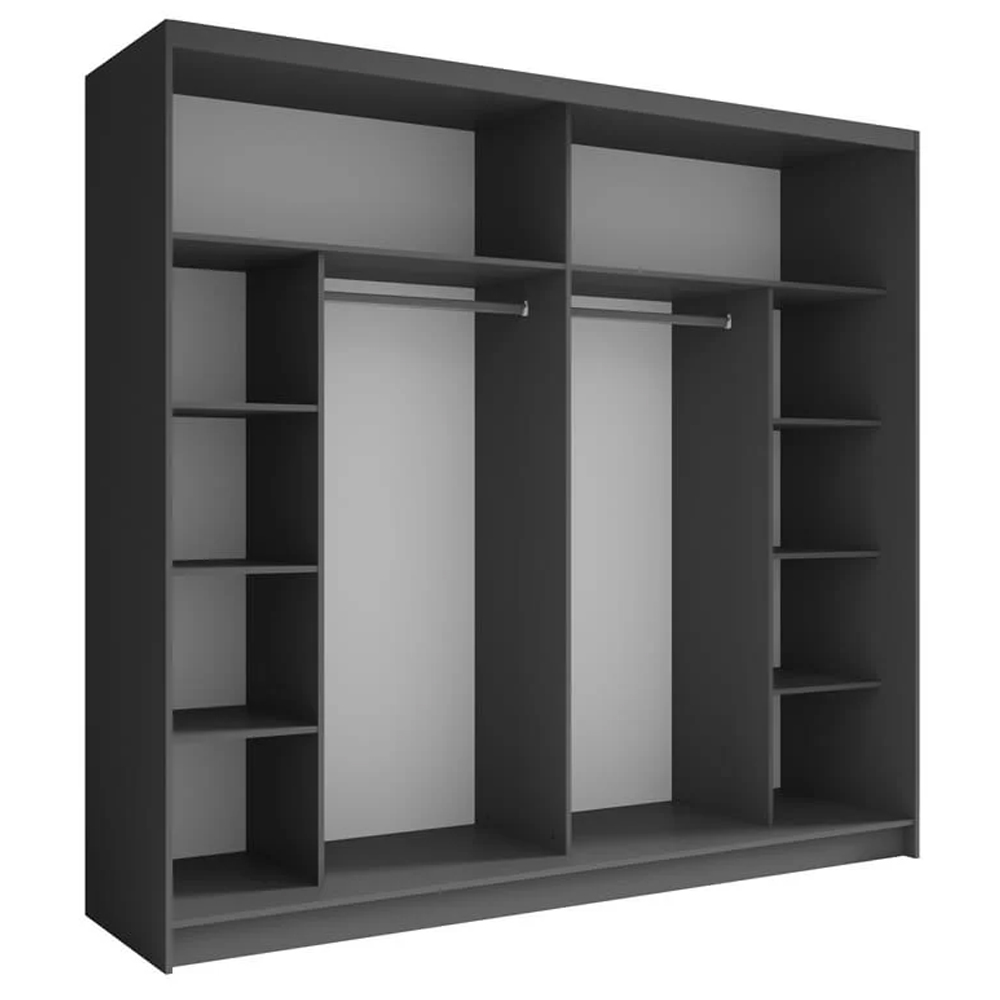 Flora Mirrored Wardrobe With 2 Sliding Doors In Graphite