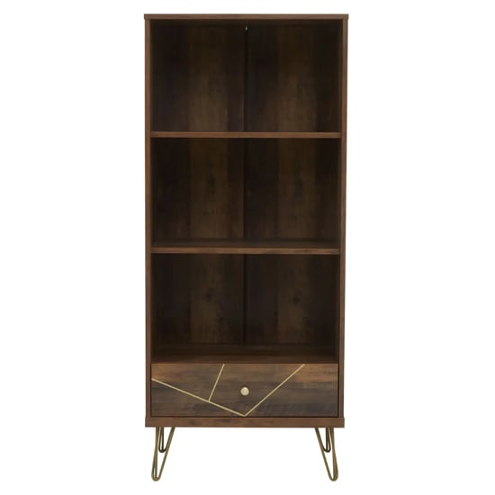 Flora Wooden Bookcase With 2 Large Shelves In Veneering Effect
