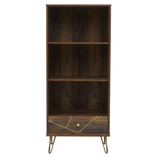 Read more about Flora wooden bookcase with 2 large shelves in veneering effect