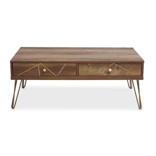 Product photograph of Flora Wooden Coffee Table With 2 Drawers In Veneering Effect from Furniture in Fashion