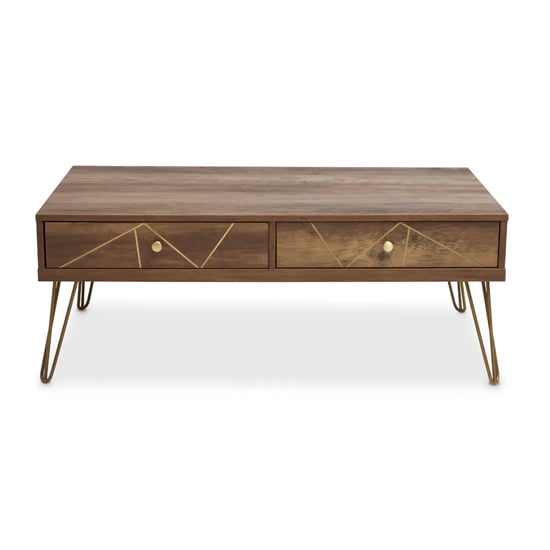 Read more about Flora wooden coffee table with 2 drawers in veneering effect