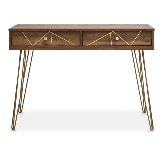 Read more about Flora wooden console table with 2 drawers in veneering effect