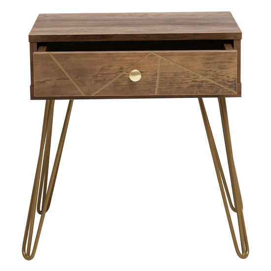 Flora Wooden Side Table With 1 Drawer In Veneering Effect