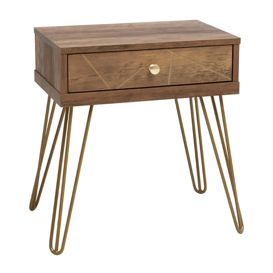 Flora Wooden Side Table With 1 Drawer In Veneering Effect