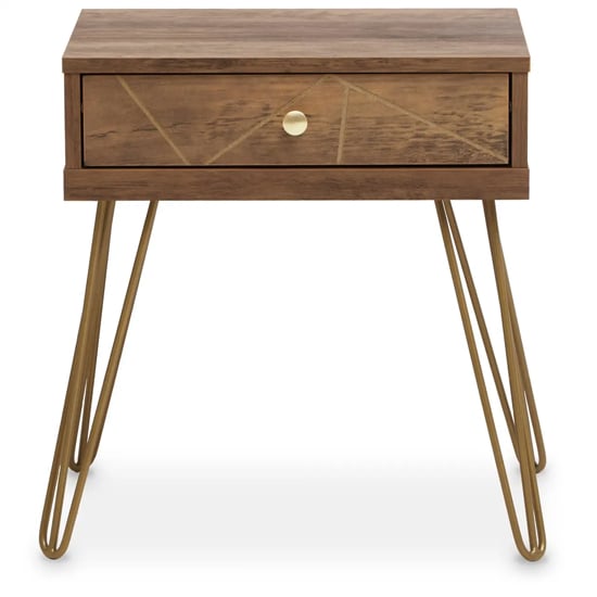 Flora Wooden Side Table With 1 Drawer In Veneering Effect