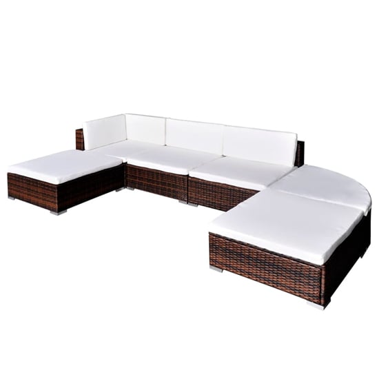 Product photograph of Flore Rattan 6 Piece Garden Lounge Set With Cushions In Brown from Furniture in Fashion