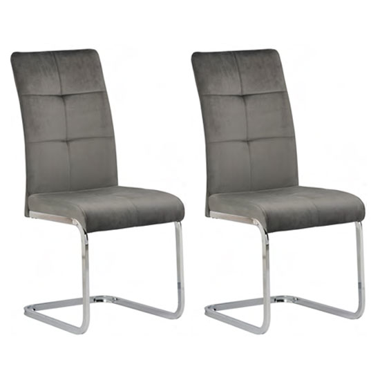 Product photograph of Flotin Grey Velvet Dining Chair In A Pair from Furniture in Fashion