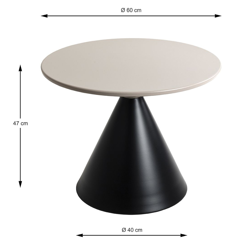Florence Large Metal End Table With Black Base In Grey
