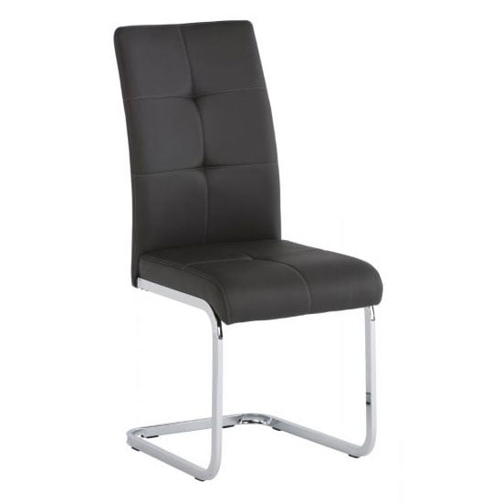 Product photograph of Flotin Pu Leather Dining Chair In Charcoal Grey from Furniture in Fashion