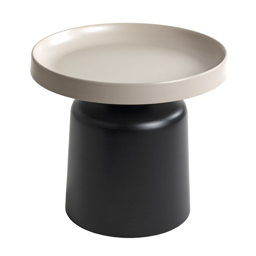 Florence Small Metal End Table With Black Base In Grey