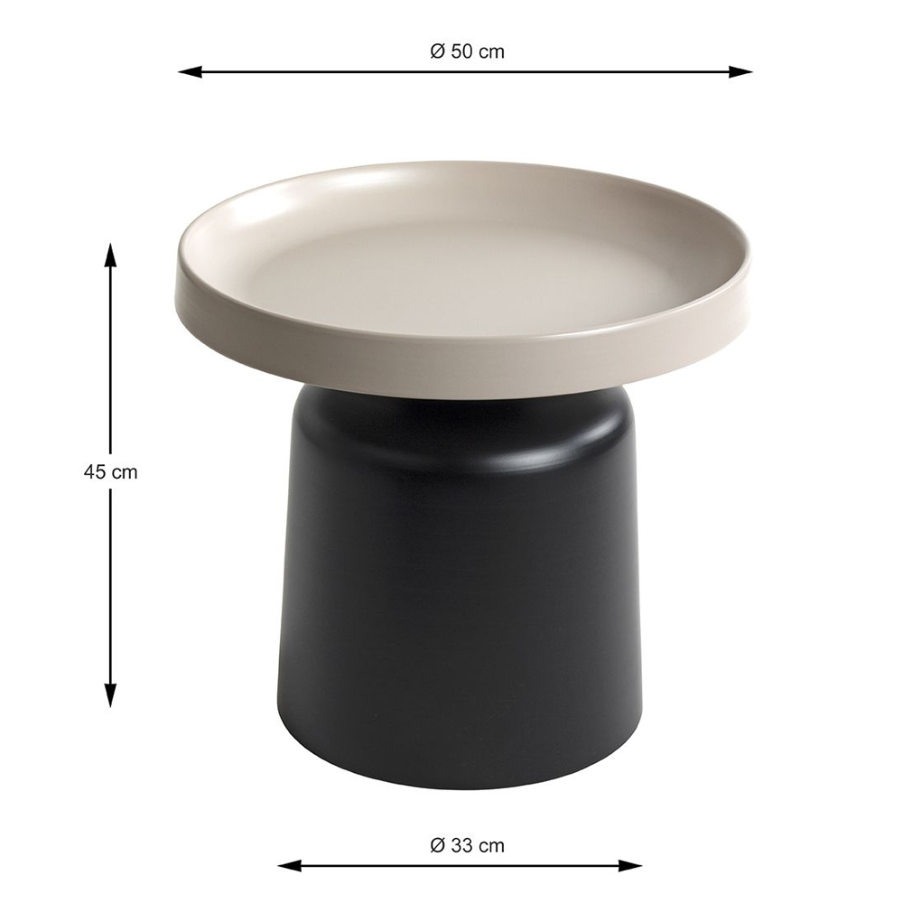 Florence Small Metal End Table With Black Base In Grey