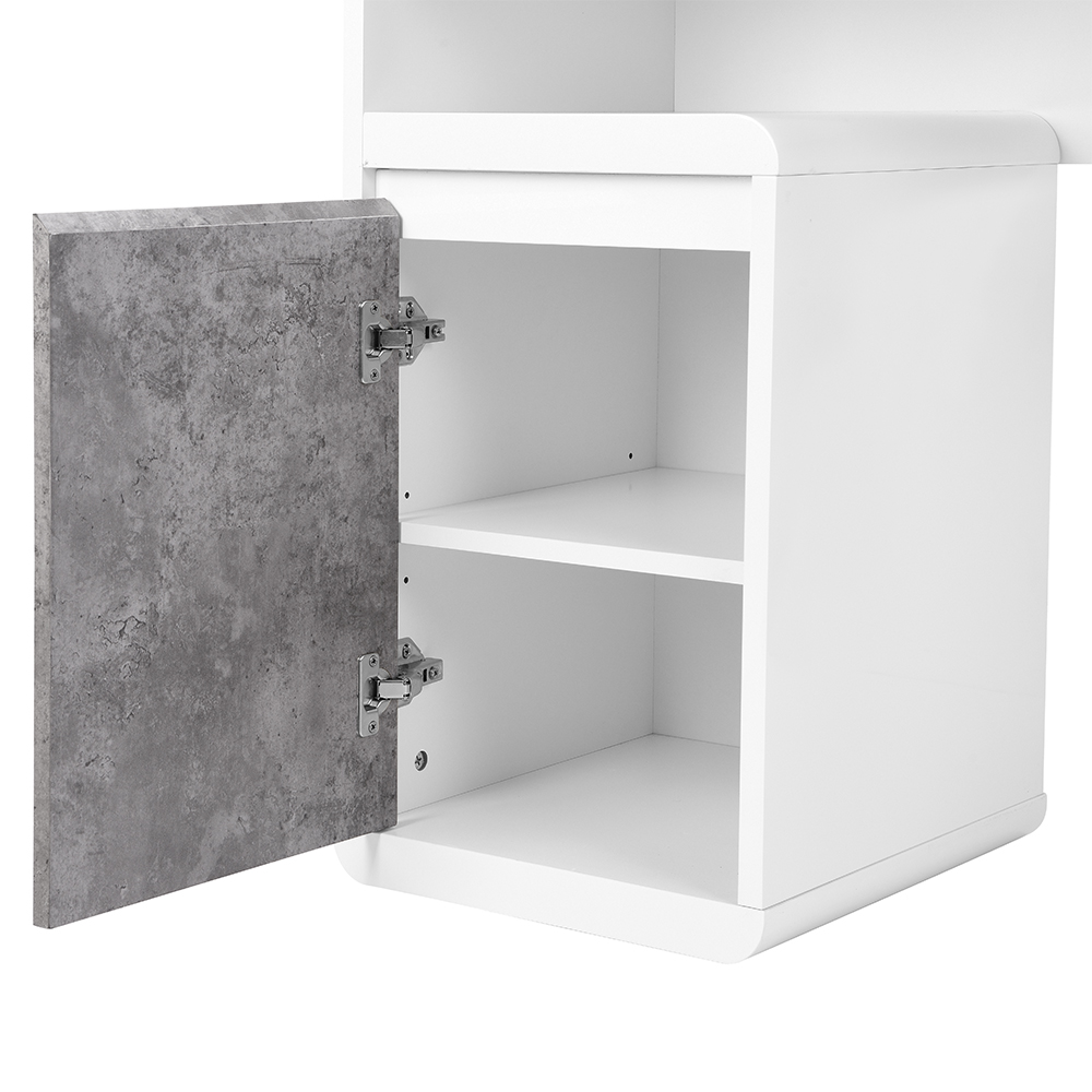 Florentine High Gloss Computer Desk In White And Concrete Effect