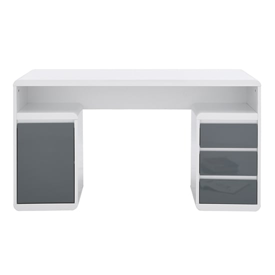 Florentine High Gloss Computer Desk In White And Grey_3