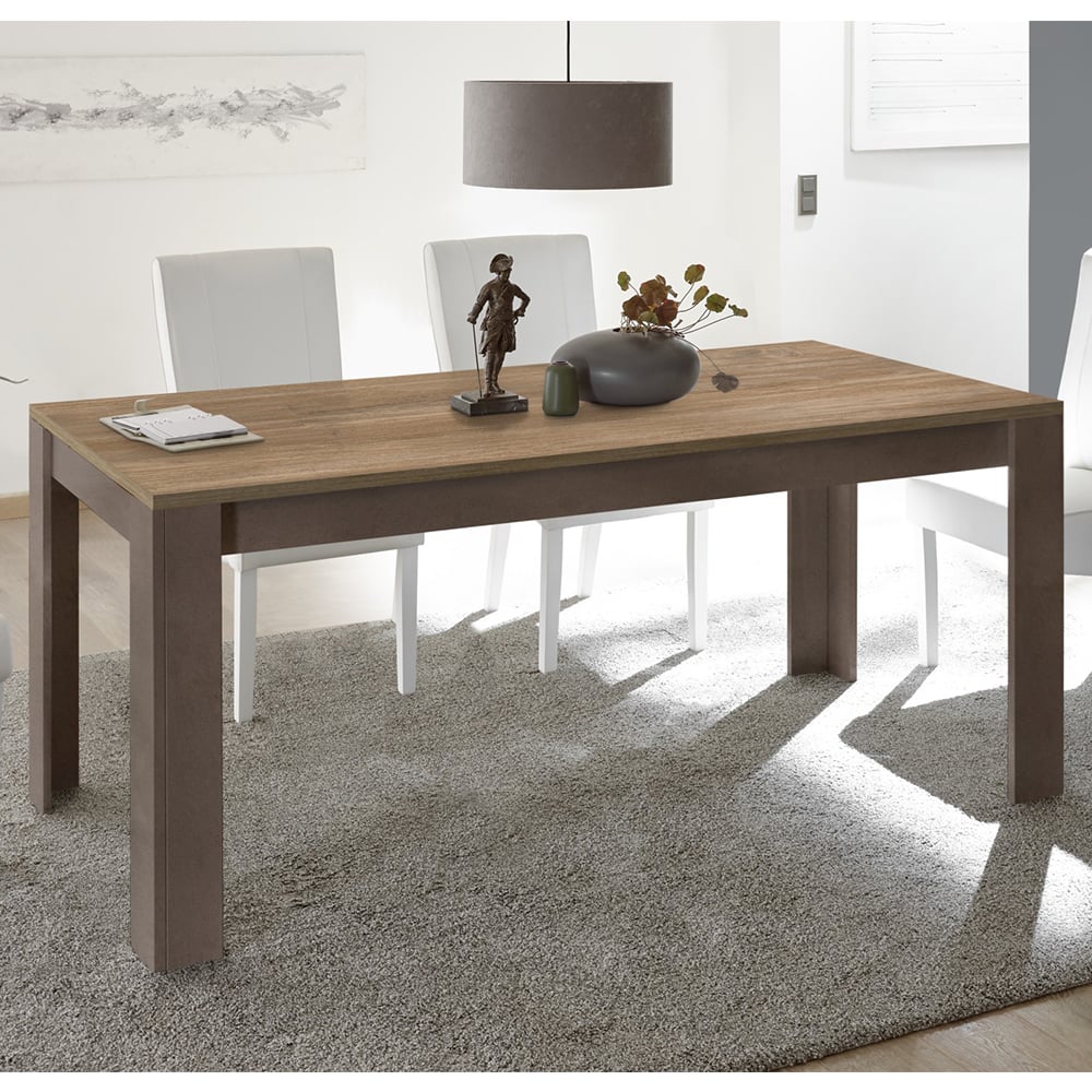 Product photograph of Flores Rectangular Wooden Dining Table In Bronze Dark Oak from Furniture in Fashion