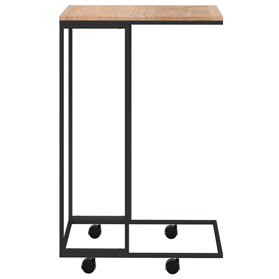 Flores Side Table In Natural With Wheels With Black Frame