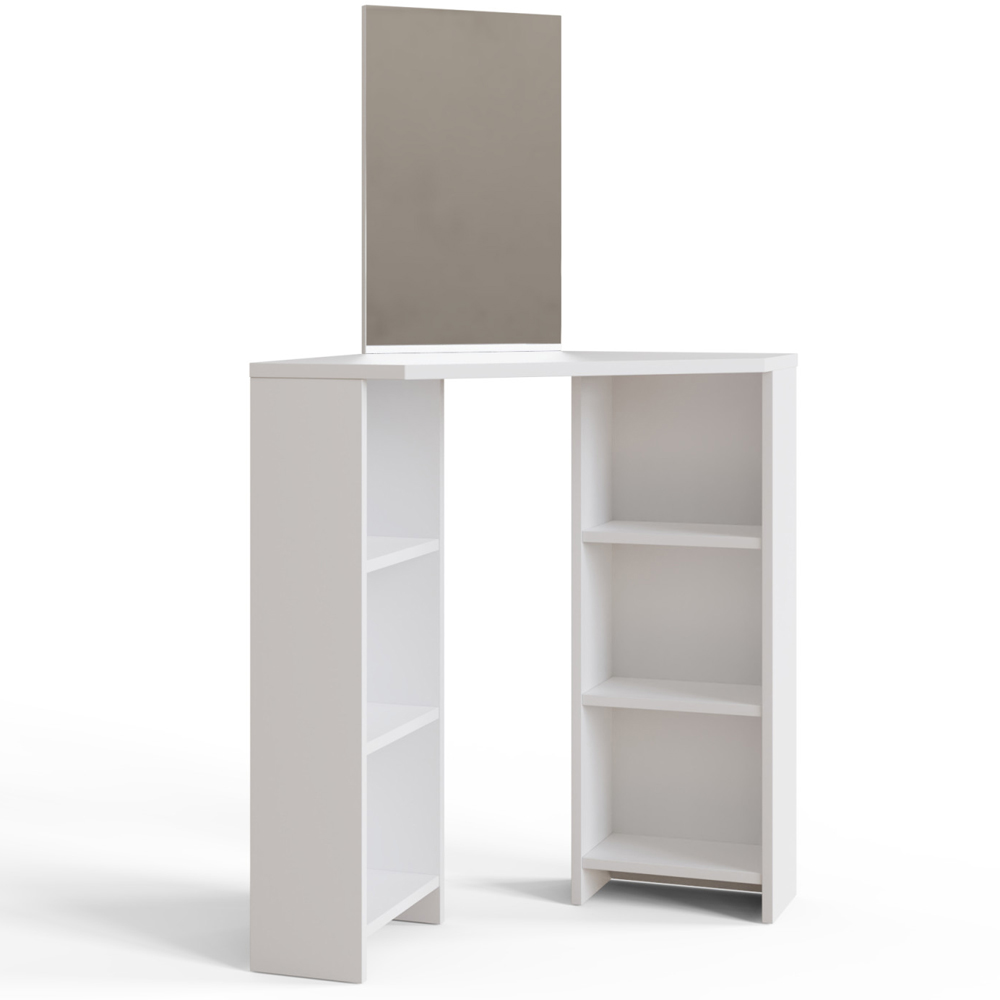 Flores Wooden Dressing Table With Mirror - White