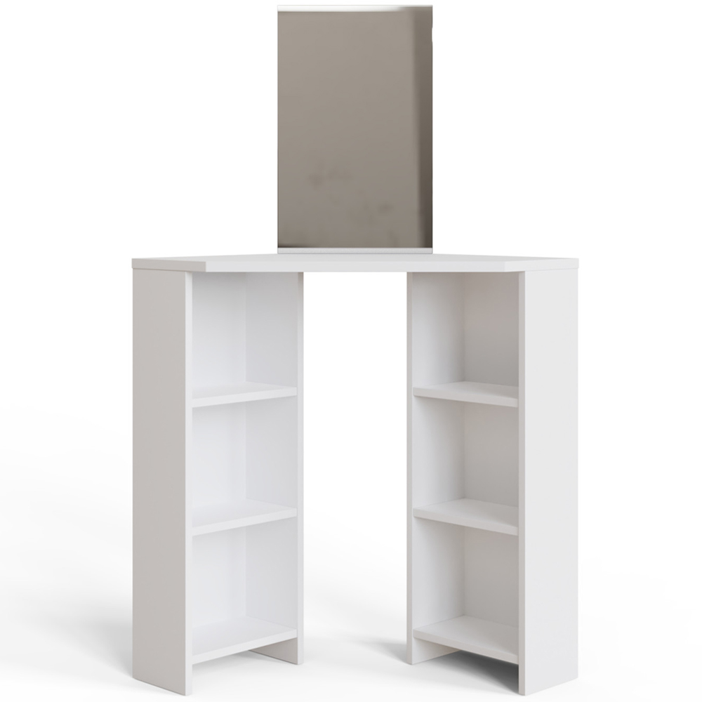 Flores Wooden Dressing Table With Mirror - White
