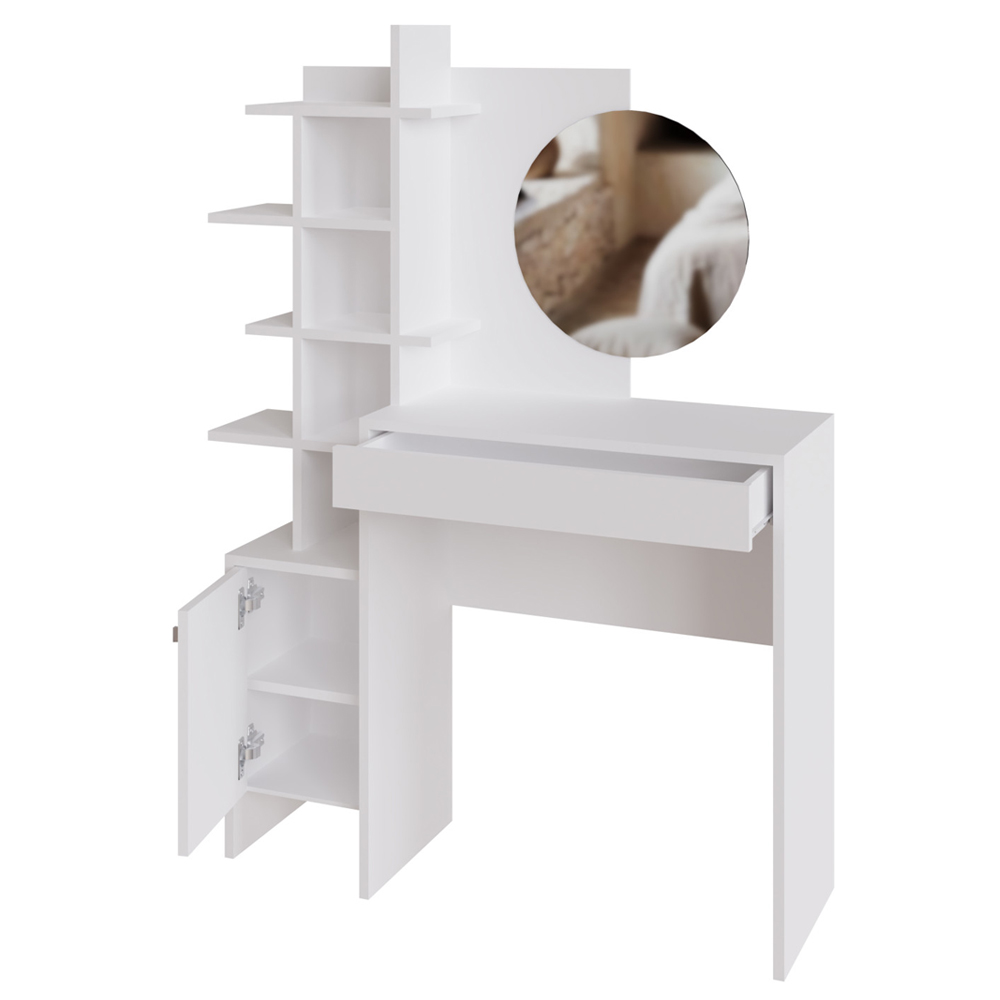 Flores Wooden Dressing Table With Mirror In White